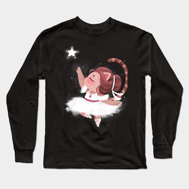 Ballerina Cat Long Sleeve T-Shirt by BBvineart